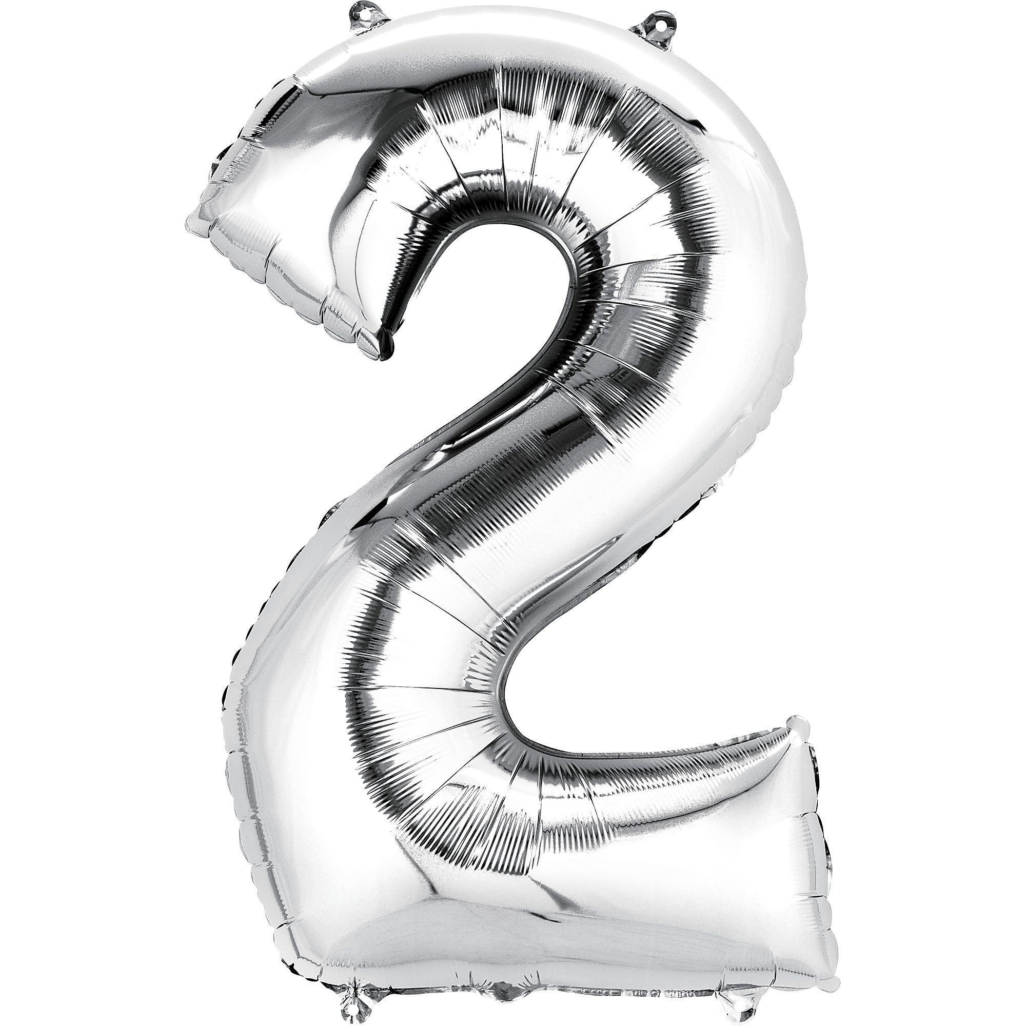 Silver foil shop number balloons